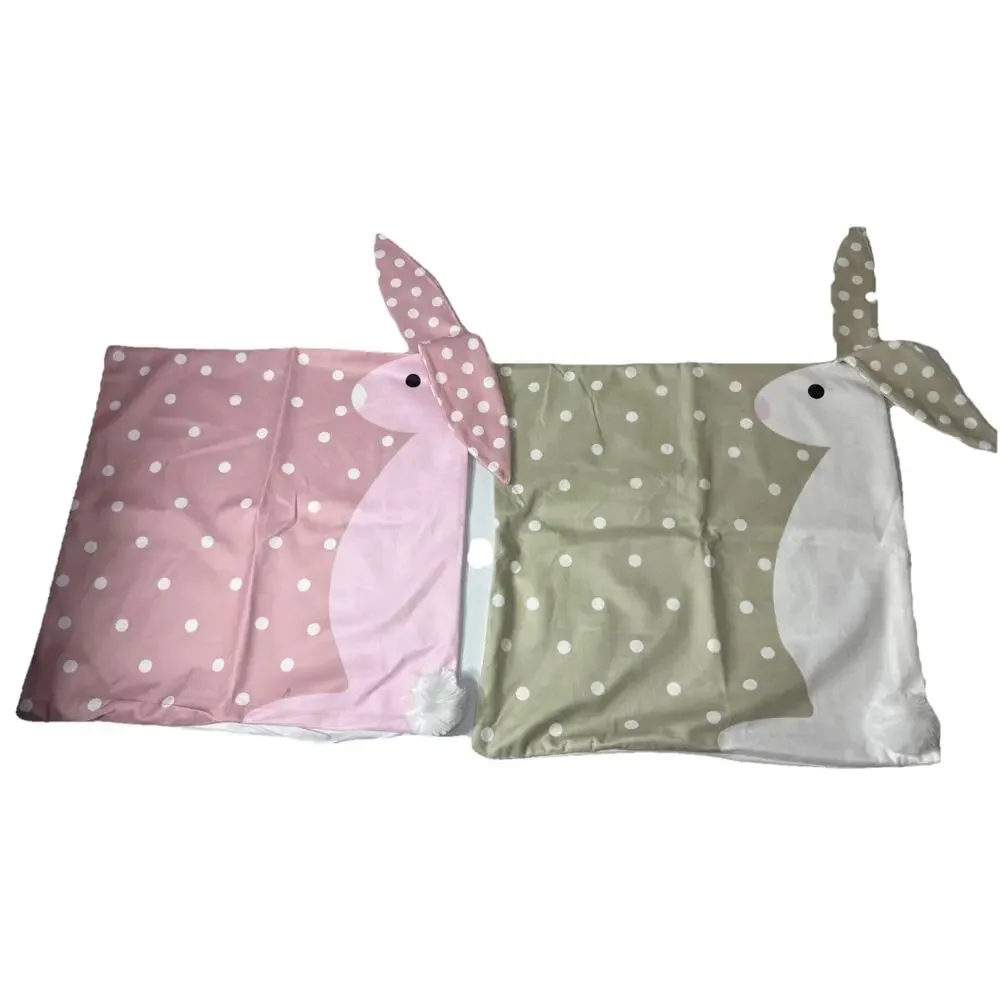 4 Pack Easter Spring Pillow Covers, 18X18IN Cute Floppy Ears Easter Bunny